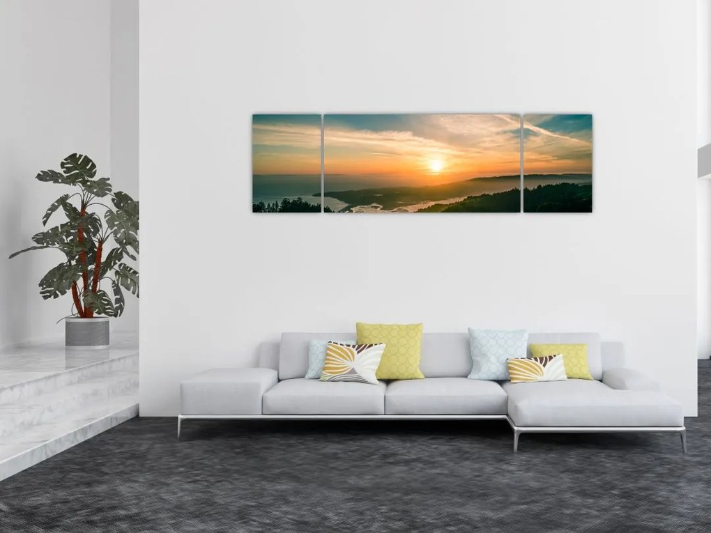 Obraz wschodu słońca nad morzem (170x50 cm)