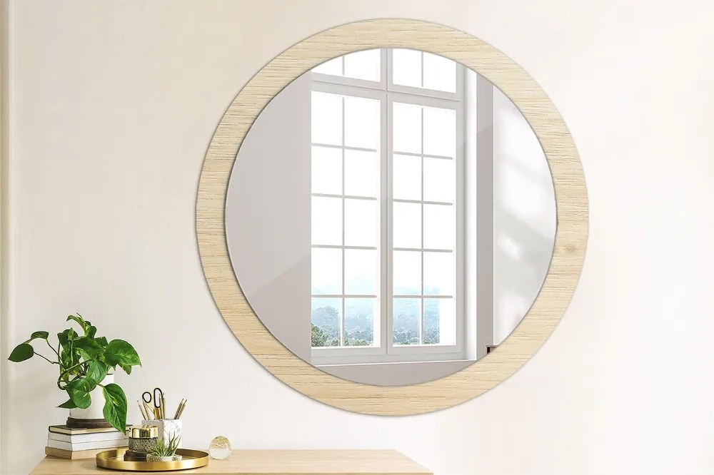 Lustro dekoracyjne okrągłe Jasne drewno