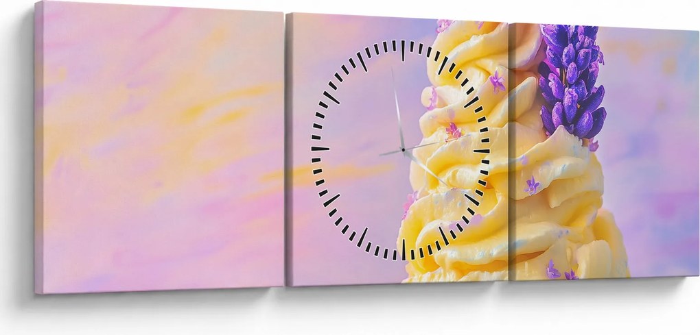 Obraz - Lody z lawendą (z zegarem) (90x30 cm)