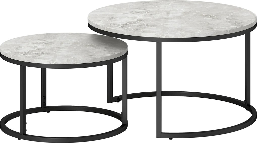 HOMCOM Zestaw 2 stolików kawowych Industrialny design Szare 78,5x78,5x46,5 cm Stylowe i praktyczne | Aosom PL