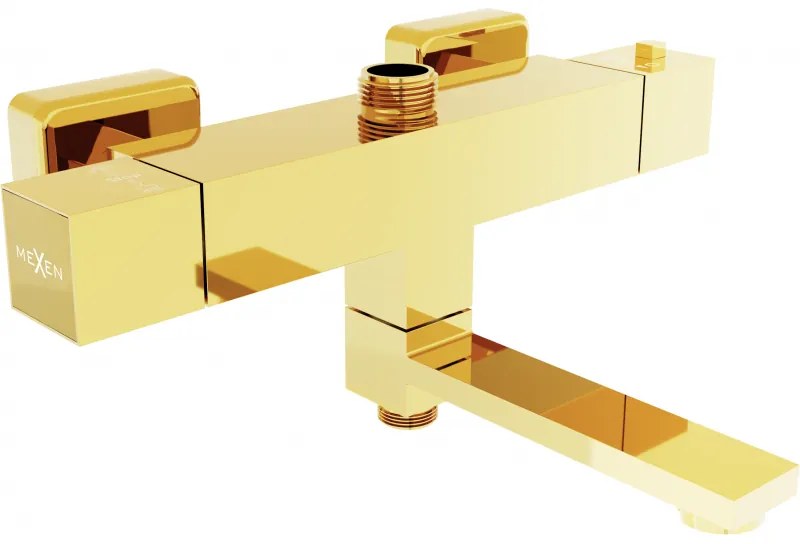 Mexen Cube termostatyczna bateria wannowo-prysznicowa, złota - 77910-50