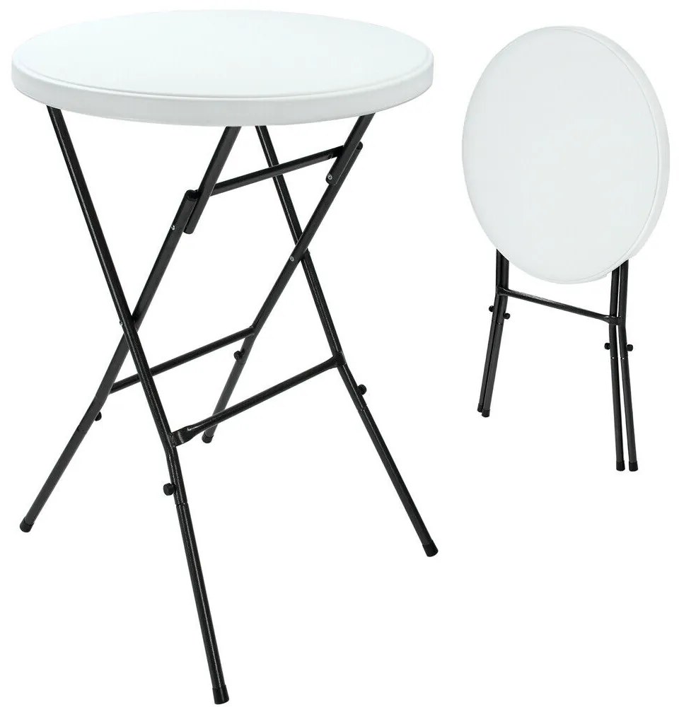 Casaria Stół imprezowy LYDA z plastiku, Ø72x110cm, biała