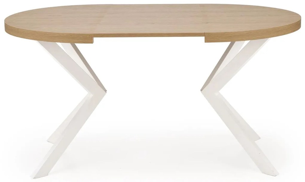 PERONI stół rozkładany fi100-250/100/75 cm dąb złoty biały skandynawski okrągły owalny 4/10 os