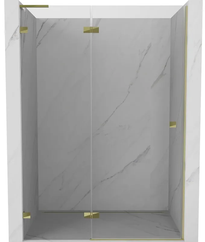 Mexen Lunar L drzwi prysznicowe uchylne lewe 130 cm, transparent, złote - 834L-130-000-50-00-L