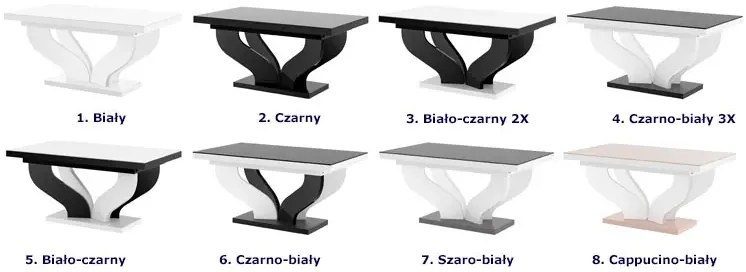 Szaro-biały prostokątny stół rozkładany - Victoria