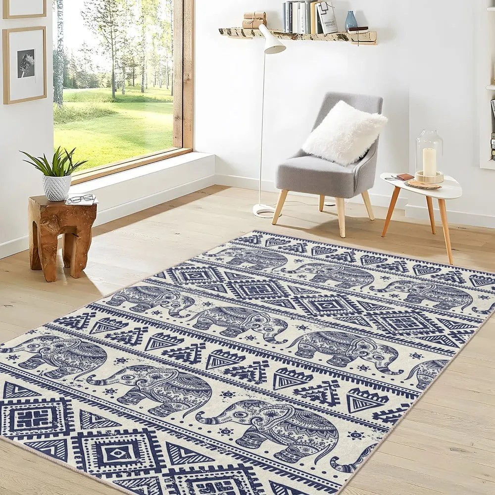 Niebieski chodnik odpowiedni do prania 80x200 cm Elephant – Mila Home