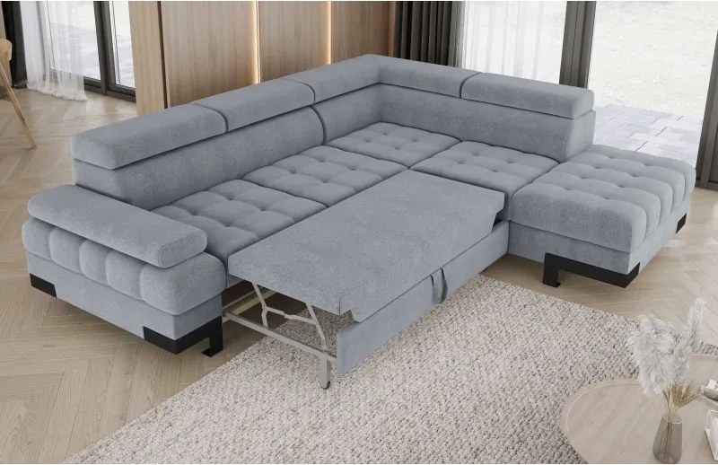 Narożnik SELVA L z funkcją spania i pojemnikiem Prawostronny w tkaninie AUSTIN 18 WERSAL