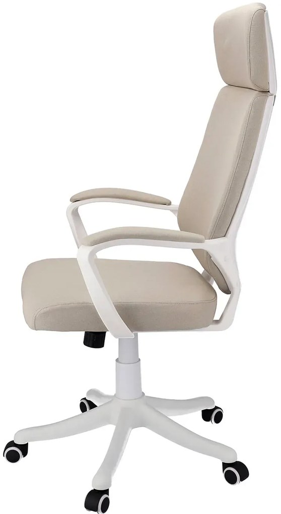 Beżowy ergonomiczny fotel biurowy z zagłówkiem do komputera D7-T03