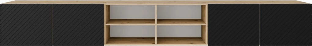 Szafka RTV wisząca CAVA 300 cm do Salonu pod Telewizor - Dąb artisan