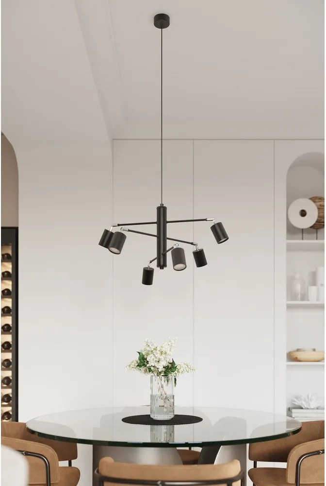 Czarna metalowa lampa wisząca Virta – Sollux