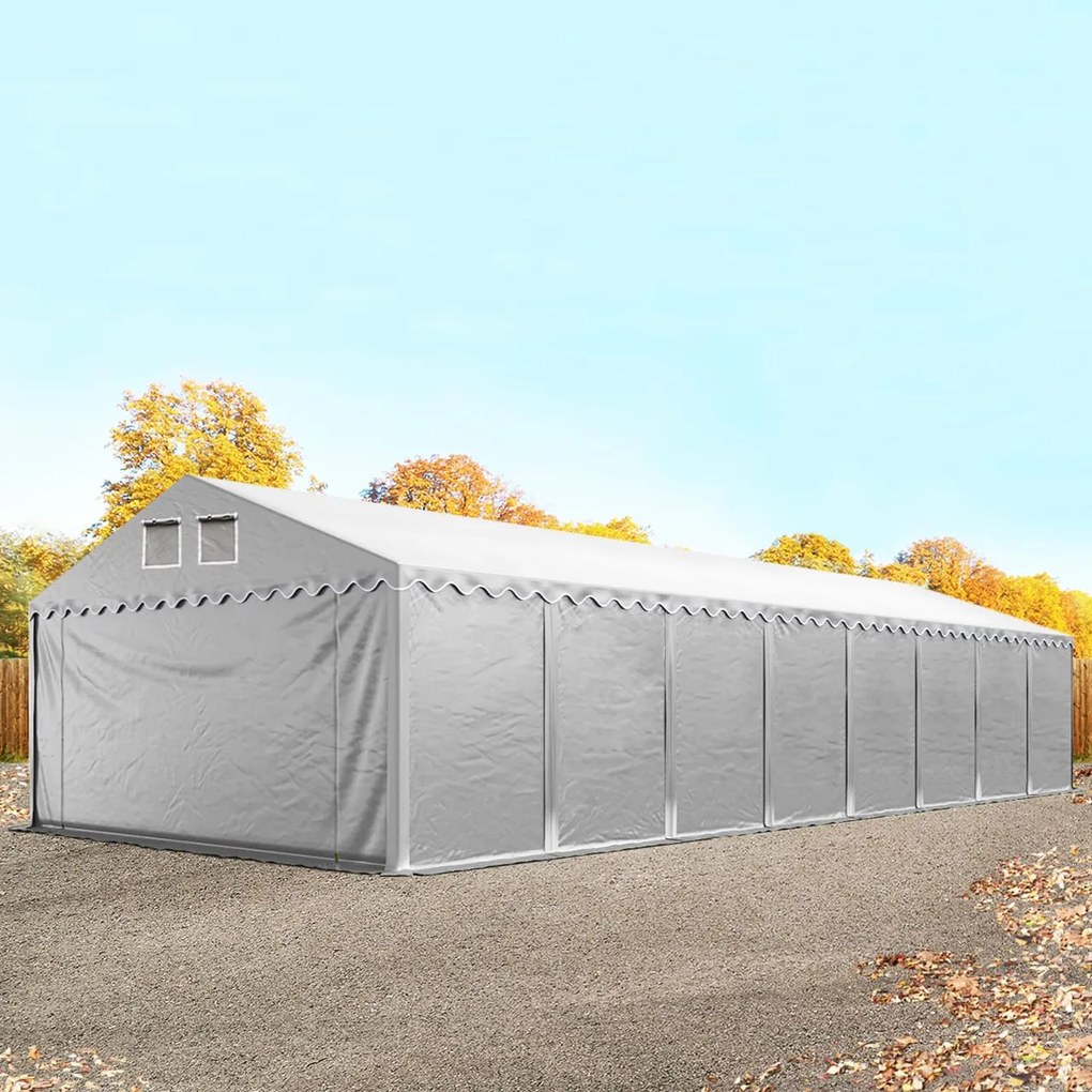 TOOLPORT 5x20m Namiot magazynowy - 2,6 m wysokość ścian bocznych, PVC 800, szary, bez statyki - (49872)
