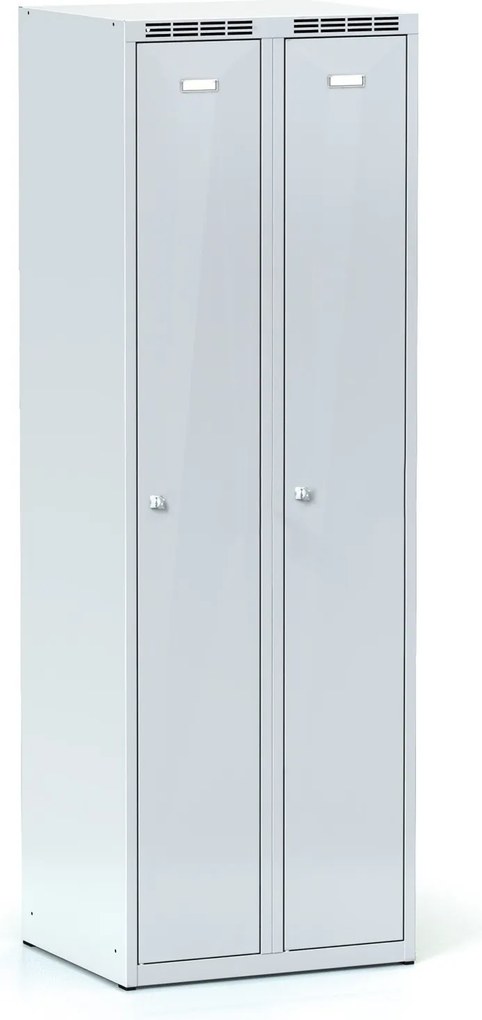 Metalowa szafka ubraniowa S7, 2-drzwiowa, 1800 x 600 x 500 mm, demontaż, zamek obrotowy, drzwi szare