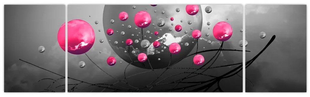 Obraz różowych abstrakcyjnych kul (170x50 cm)