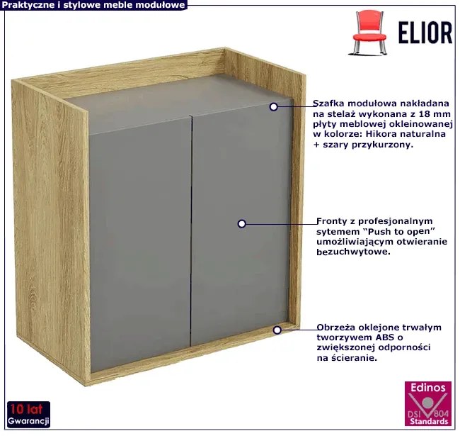 Szafka modułowa dwudrzwiowa hikora + szary przykurzony H4-N23
