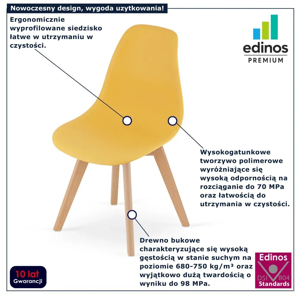 Musztardowe krzesło na drewnianych nogach H0-F18