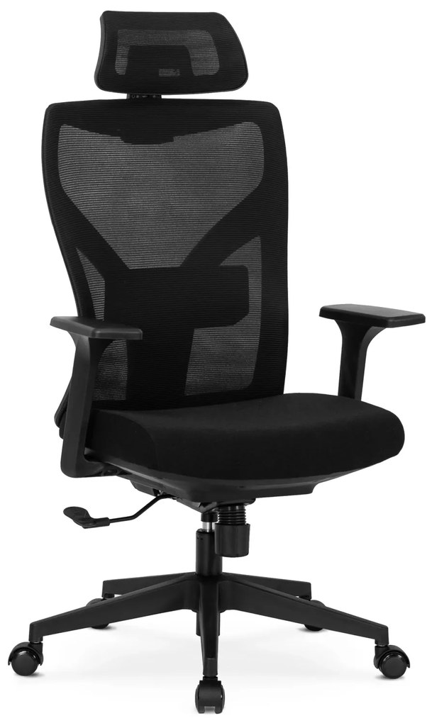 Fotel Biurowy Ergonomiczny Obrotowy SPIRAL Czarny z Zagłówkiem do Pracy