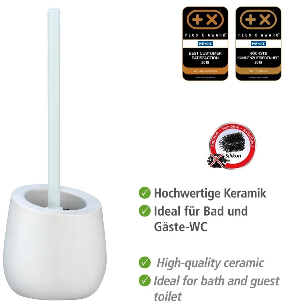 Biała ceramiczna szczotka do WC Wenko Badi