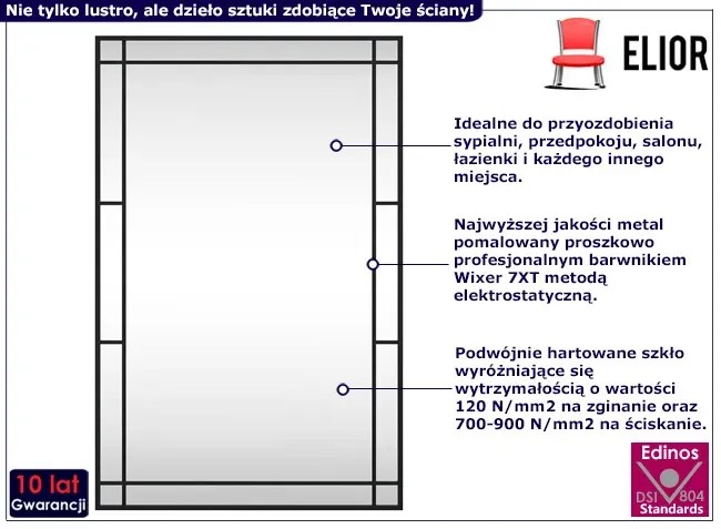 Prostokątne Lustro W Stylu Loft Z Czarną Ramą B3-R32