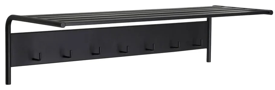 Czarny metalowy wieszak ścienny z półką Fusion – Hübsch
