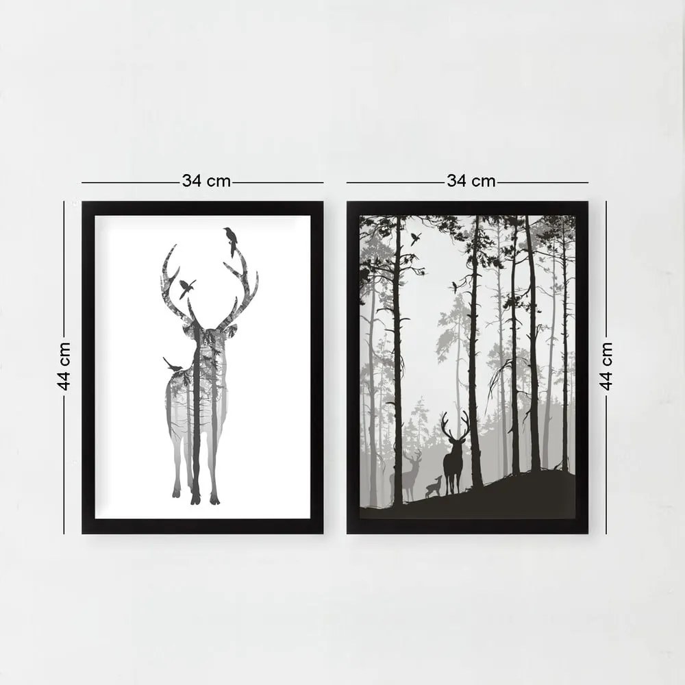 Obrazy zestaw 2 szt. 34x44 cm Deer – Wallity