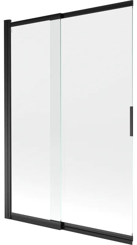 Mexen Fox parawan nawannowy 2-skrzydłowy przesuwny 120 x 150 cm, transparent, czarny - 891-120-002-70-00