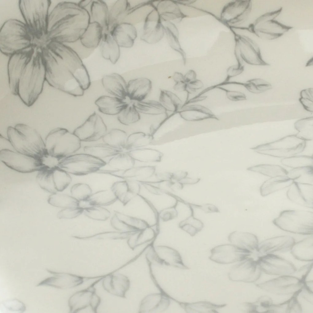 Zestaw 6 głębokich talerzy Delikatne kwiaty 20 cm, szary