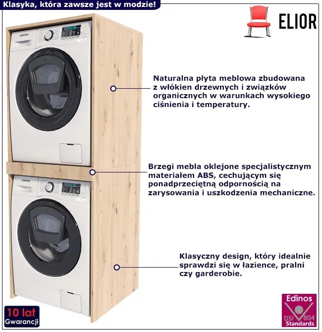 Szafka Do Zabudowy Pralki I Suszarki Dąb Artisan E7-K72