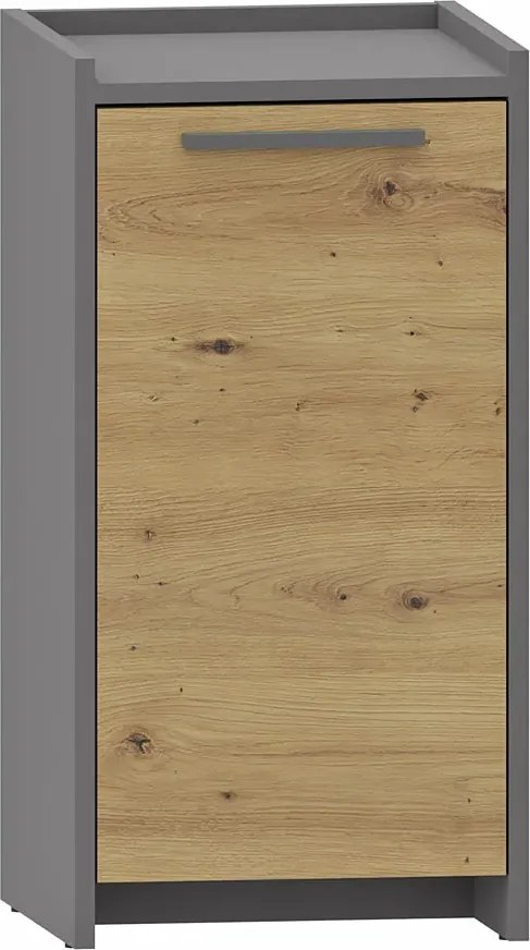 Wąska komoda nowoczesna dąb artisan + antracyt T0-S57