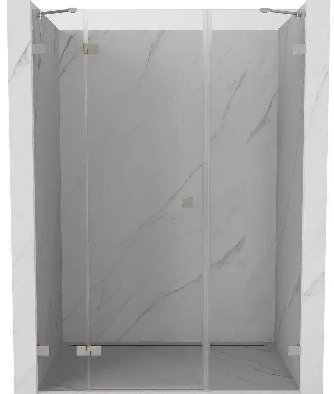 Mexen Lunar drzwi prysznicowe uchylne lewe 130 cm, transparent, nikiel szczotkowany - 834S-130-050-97-00-L