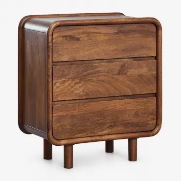 Komoda Z 3 Szufladami 80x40 Cm Z Drewna Mango Gina Ciemny Drewniany Uchwyt - Sklum