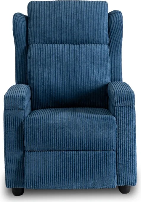 Fotel Rozkładany z Podnóżkiem SPENCER Granatowy Sztruksowy Nowoczesny