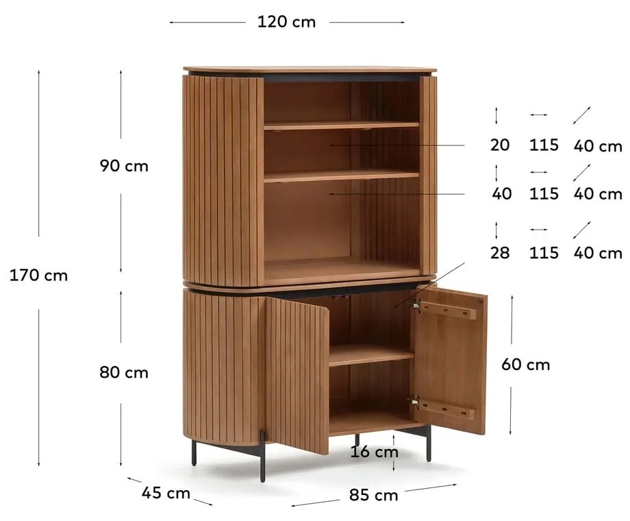 Regał z drewna mango w naturalnym kolorze 120x170 cm Licia − Kave Home