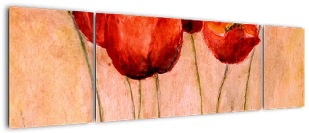 Obraz - Czerwone tulipany (170x50 cm)