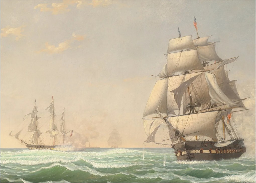 Obraz - Fitz Henry Lane, The United States Frigate President Engaging the British Squadron, reprodukcje (70x50 cm)