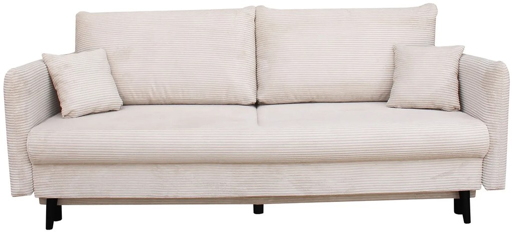 Beżowa sztruksowa kanapa rozkładana z pojemnikiem P5-H93