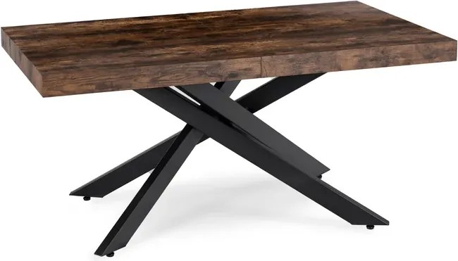 Zestaw Stół Prostokątny Rozkładany HAMPTON 160-240 cm Dąb Rustykalny/Czarny i 4 Krzesła Tapicerowane BRESSO Czarne