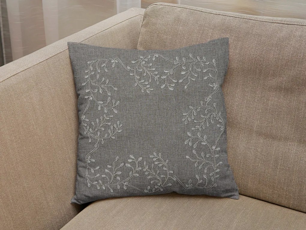 Poszewka dekoracyjna LEAFY LACE 40x40 cm, szara