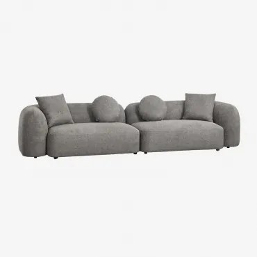 Sofa Modułowy 2-częściowy Z Tkaniny Chenille Coco Granitowo-szary Gruby Szenil - Sklum