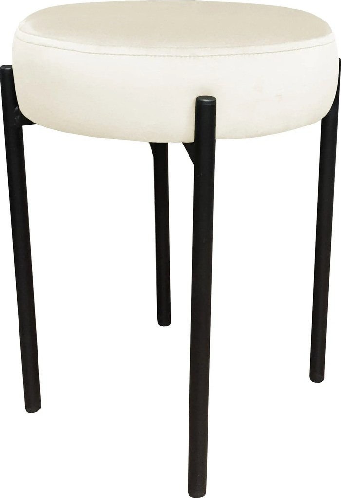 Taboret DIOR stelaż metalowy tkanina Welur : Kolor Stelaża - Czarny , Kolor tkaniny - VELVET - MG50, Typ tkaniny - Velvet