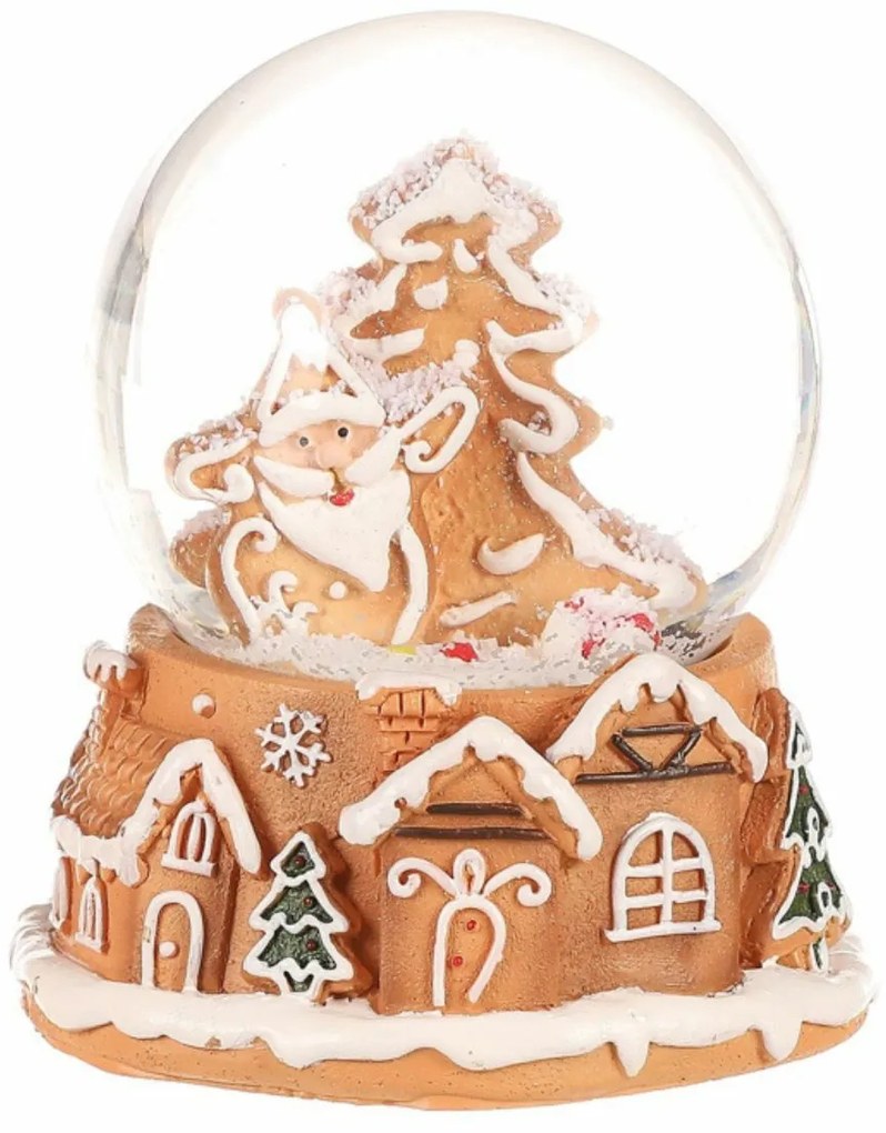 Świąteczna śnieżna kulka Perníkový Santa Claus,żywica, 9 cm