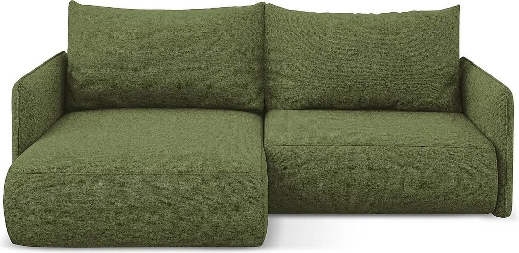 Narożnik lewostronny z funkcją spania - z tkaniny szenilowej - butelkowa zieleń - NANEA