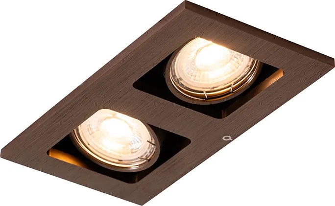 Zestaw 6 reflektorów wpuszczanych Ciemny brąz Prostokątny 2-punktowy Regulowany - Qure