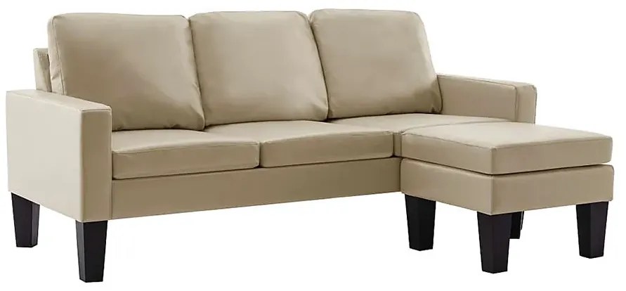 3-osobowa sofa z ekoskóry z podnóżkiem cappuccino - Lencor 4Q