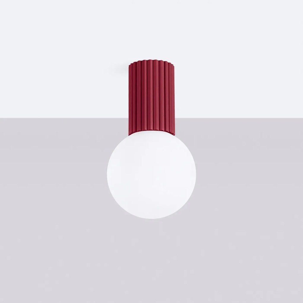 Plafon HALO burgund IP44 ryflowany SOLLUX LIGHTING