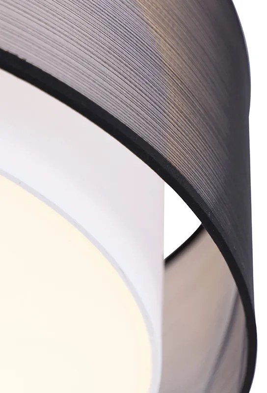 Nowoczesna lampa sufitowa czarna z białym 50 cm 3-światła - Drum Duo Nowoczesny Oswietlenie wewnetrzne