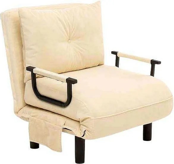 Nowoczesny fotel-łóżko – 75 x 50 x 75 cm – kremowy – metalowy