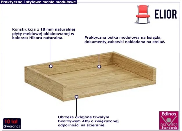 Półka modułowa 50 cm hikora naturalna - Afilia 11X