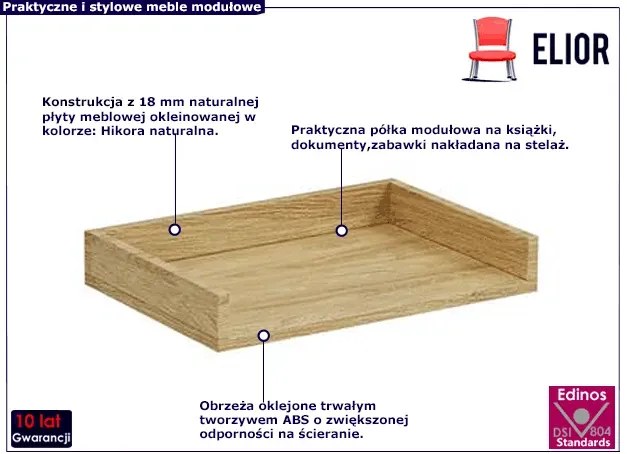 Półka modułowa 50 cm hikora naturalna Lavroz