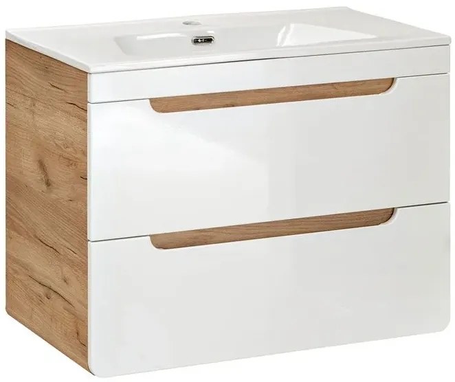 Szafka pod umywalkę Zeftox 6X z szufladami 80 cm - Biały połysk