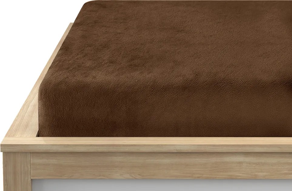 PrzytulneMieszkanie.pl Prześcieradło z mikropluszu SOFT 90x200 cm ciemny brąz